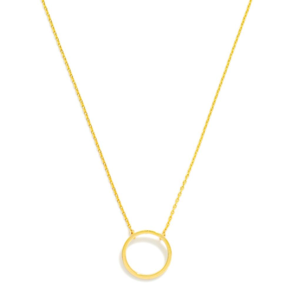 Gold Circle Pendant Necklace