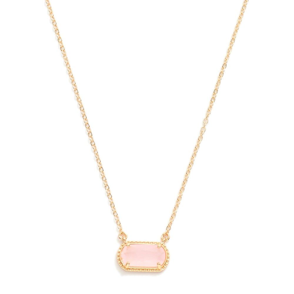 Pink Crystal Gold Chain Necklace