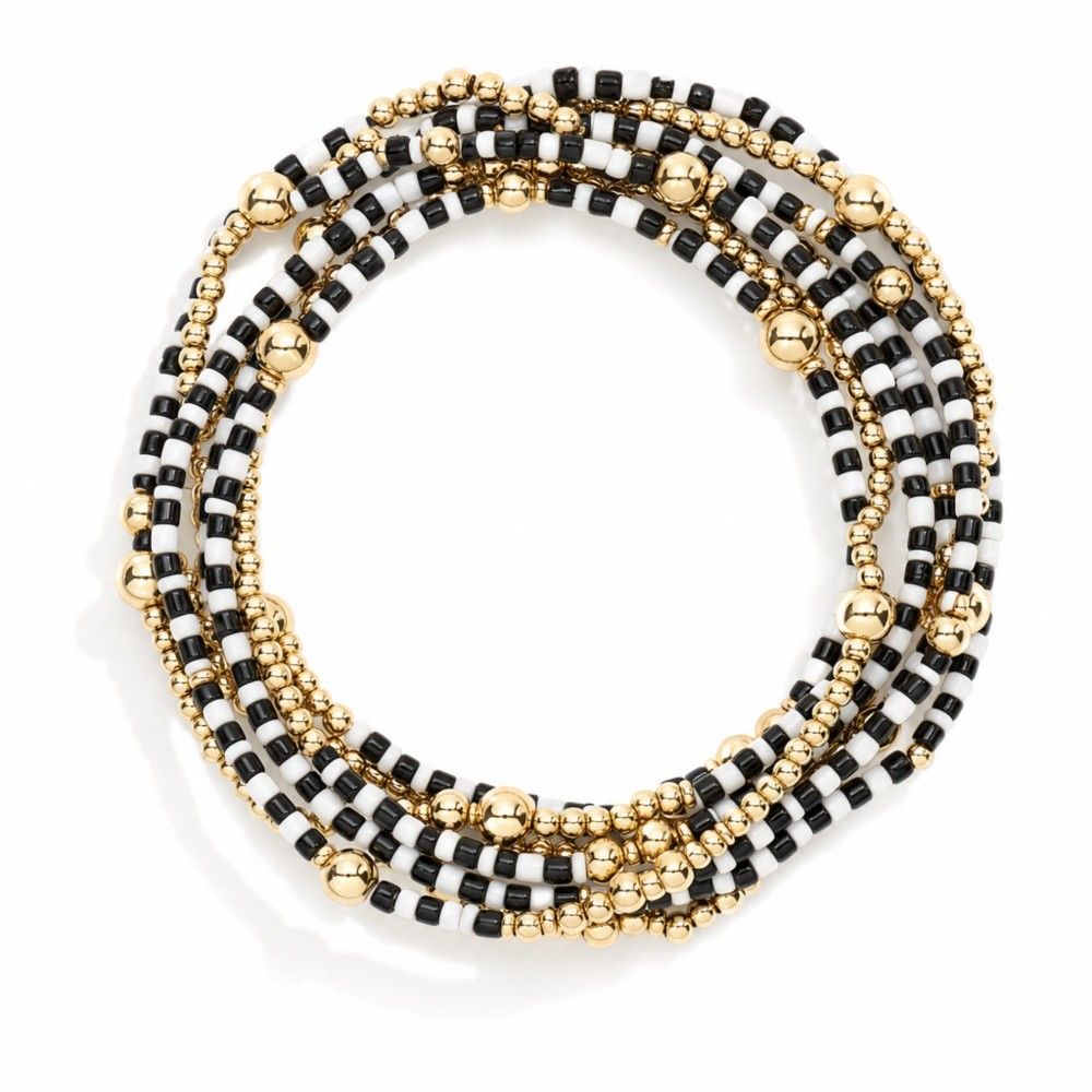 Black, Gold, &amp; White Bracelet Stack