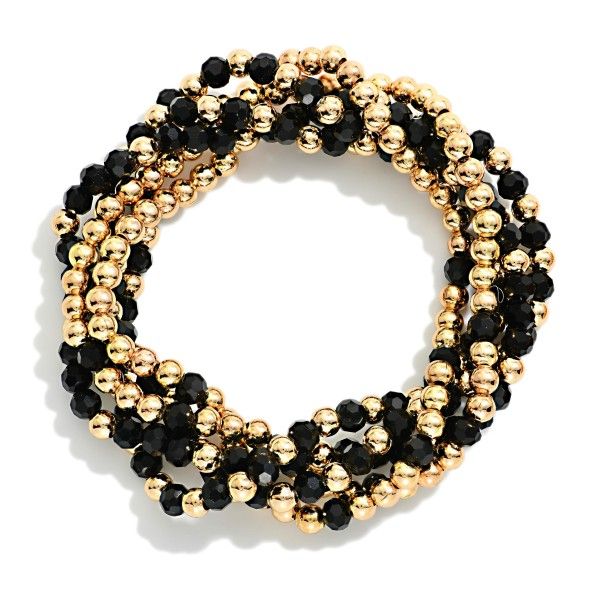 Black &amp; Gold Bracelet Stack (5)