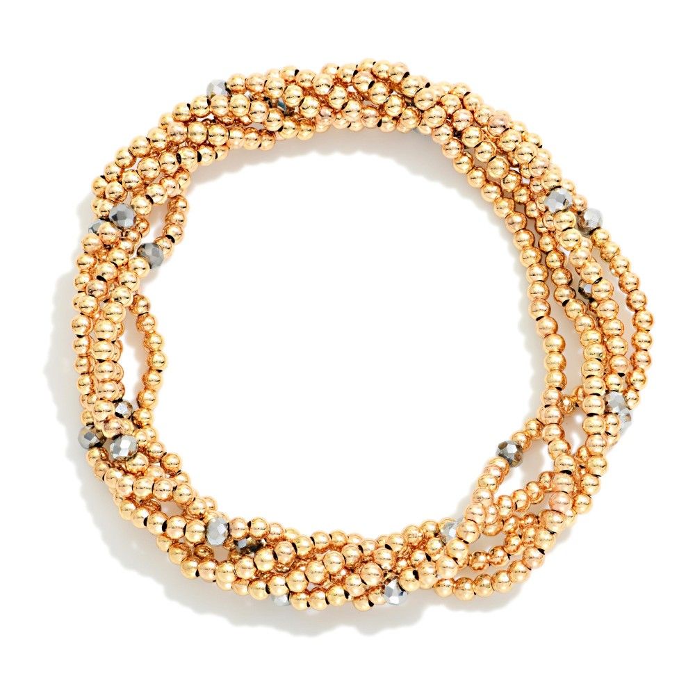 Dainty Gold &amp; Gray Bracelet Stack