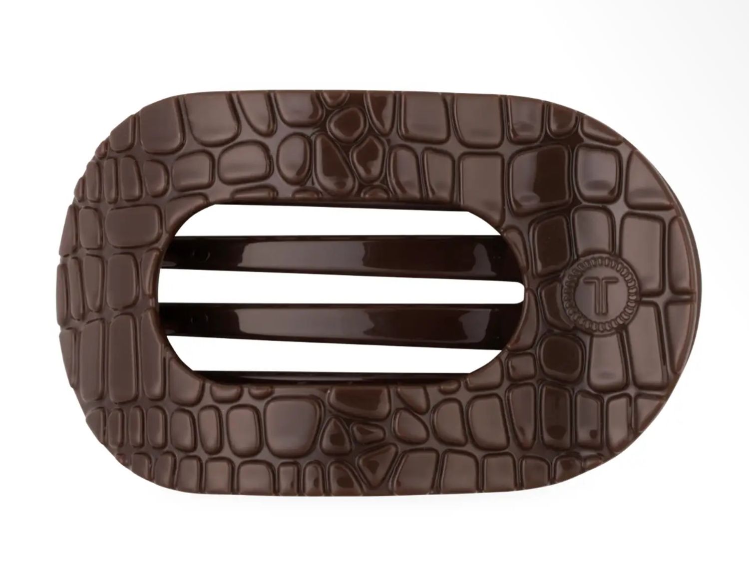 Brown Crocodile - Medium Flat Clip