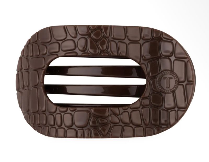 Brown Crocodile - Medium Flat Clip