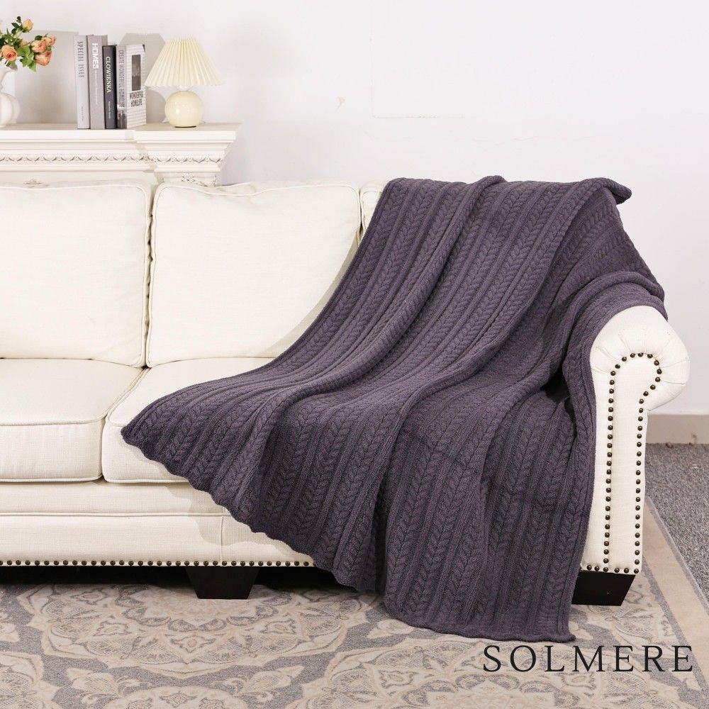 Solmere Blanket - Cable Knit Monochromatic Blanket
