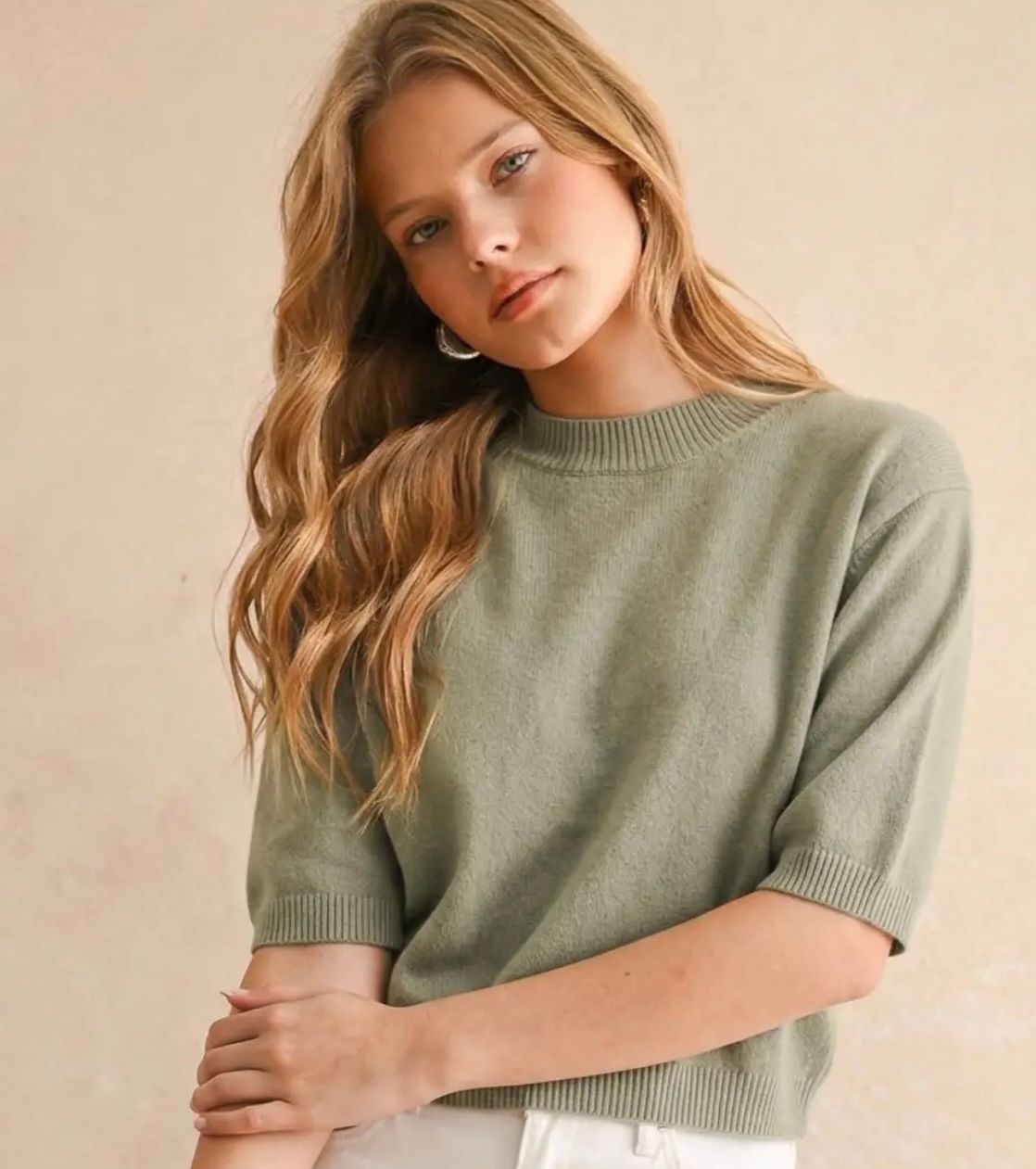 Sage Short Sleeve Sweater, Size: Small