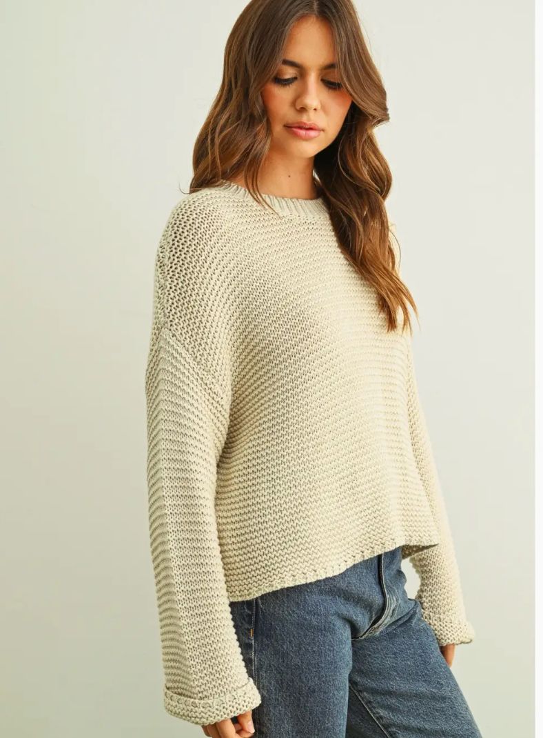 SHORT SLEEVE SWEATER TOP-MOCHA