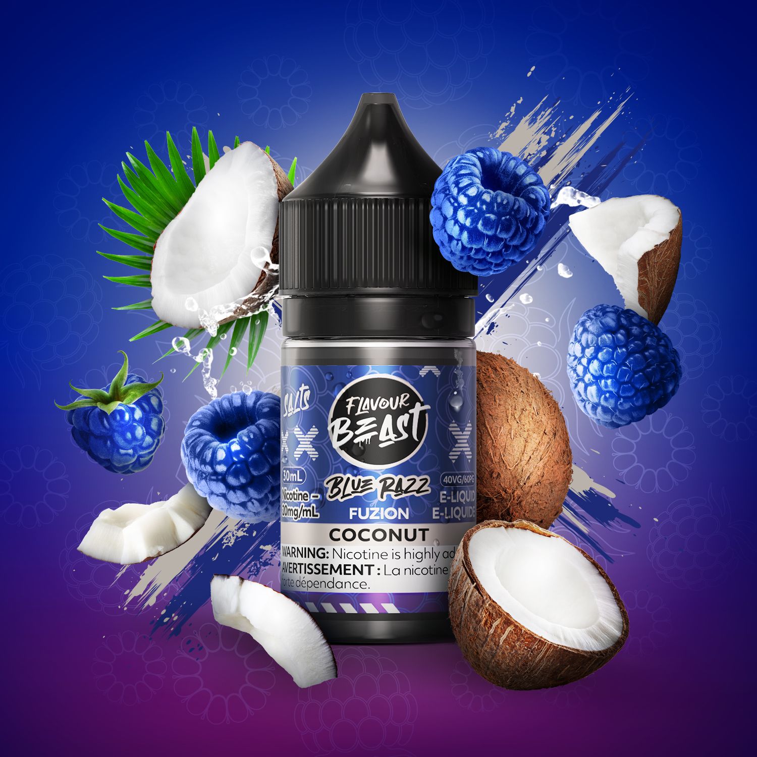 FLAVOUR BEAST FUZION-, Flavour: Coconut (Blue Razz), [Nicotine] mg/mL: 20mg