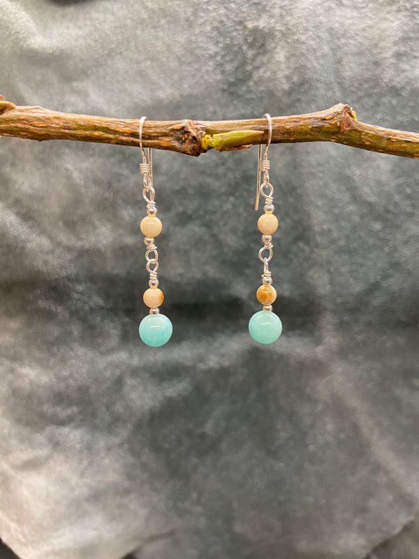 6mm Larimar Triple Bead Earring