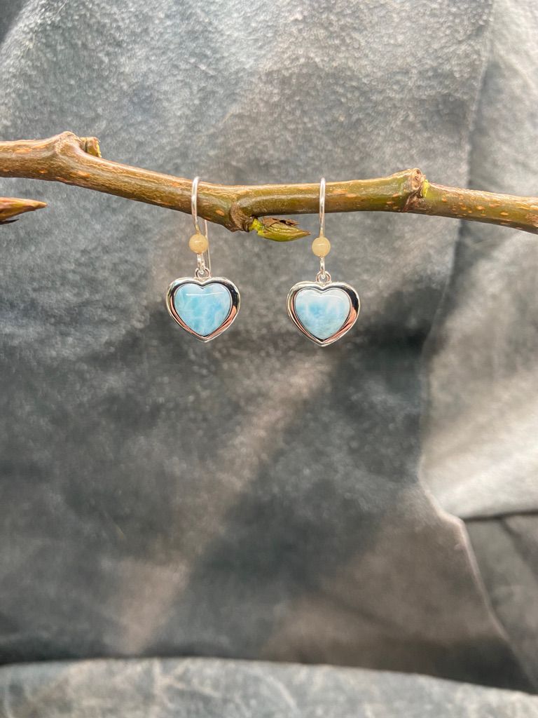 Larimar Heart Earrings