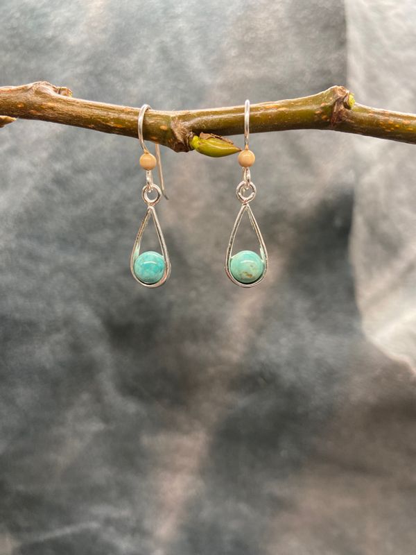 6mm Cupped Turquoise Bead Earrings