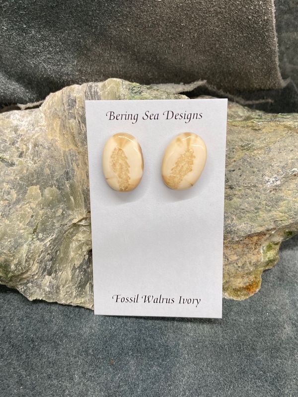 Fossil Walrus Ivory Stud Earrings