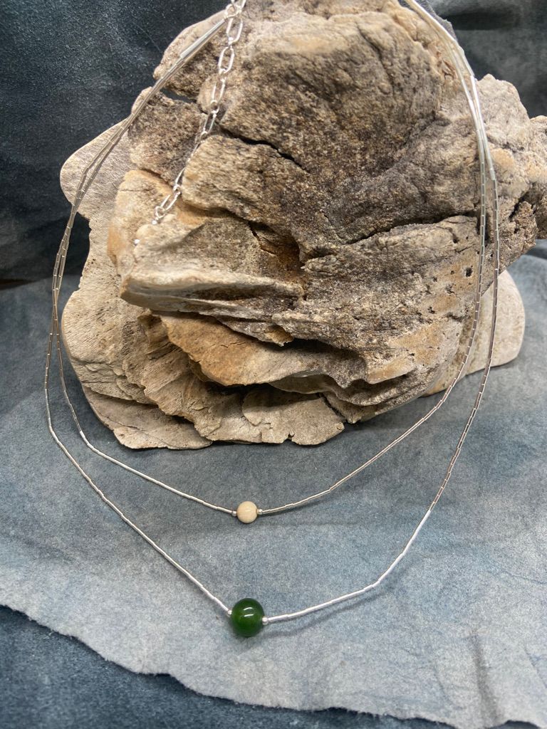 8mm Jade Bead Double Strand Necklace