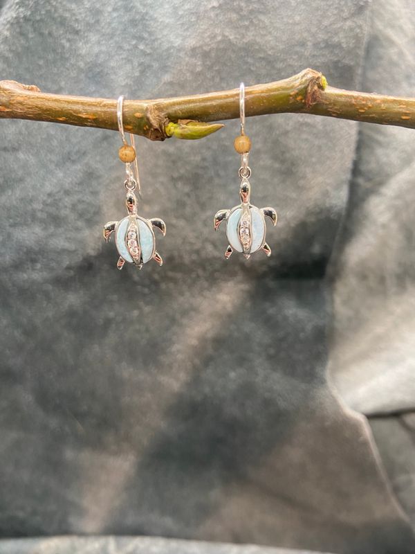Larimar Turtle Earrings