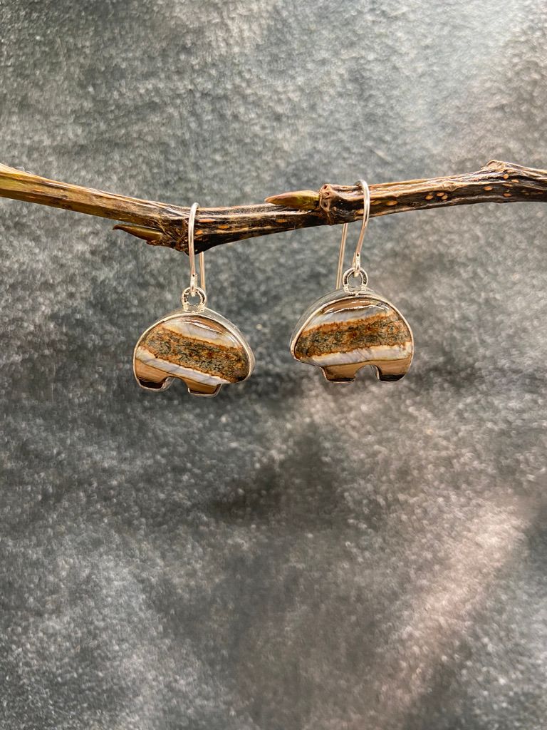 Mammoth Tooth Spirit Bear Earrings