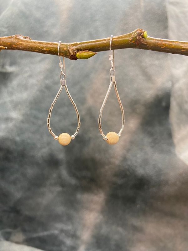 5mm Ivory Bead Loop Earrings