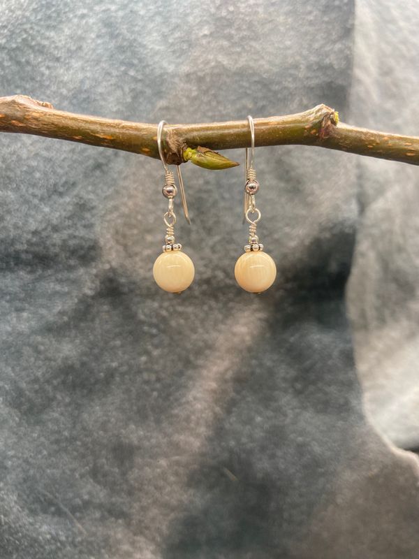 8mm Ivory Bead Earrings