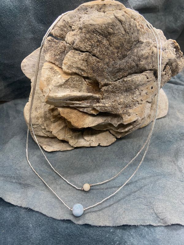 8mm Larimar Bead Double Strand Necklace