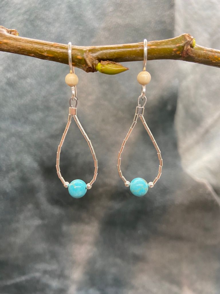 Turquoise Bell Dangle Earrings