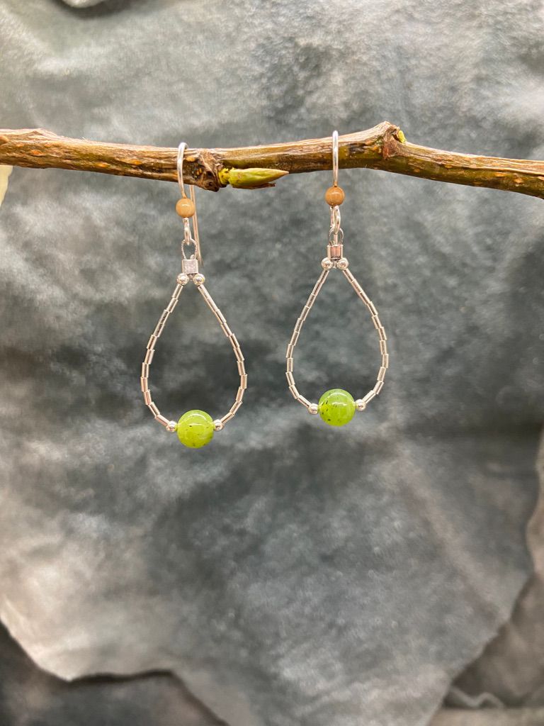 6mm Jade Bead Loop Earring