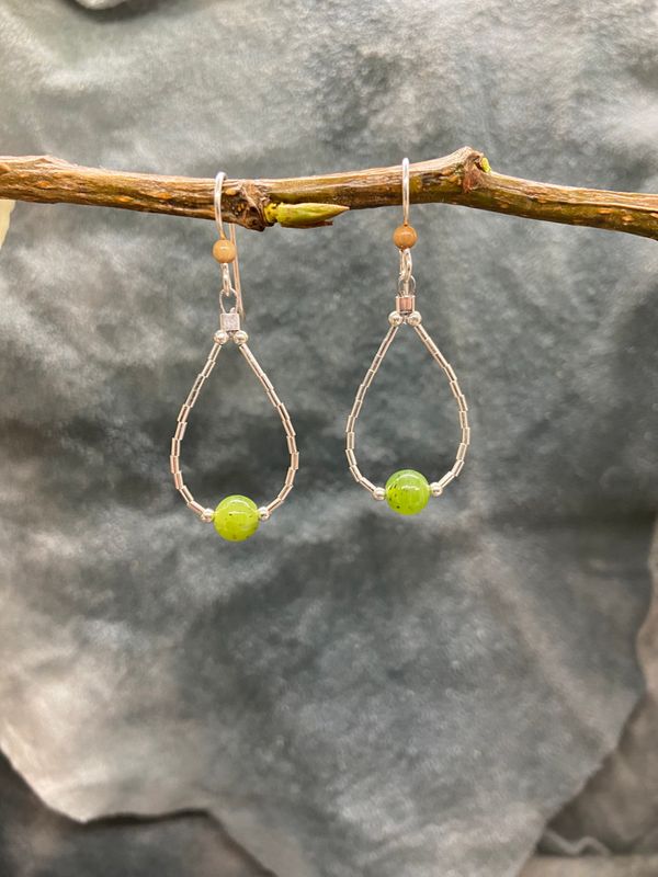 6mm Jade Bead Loop Earring