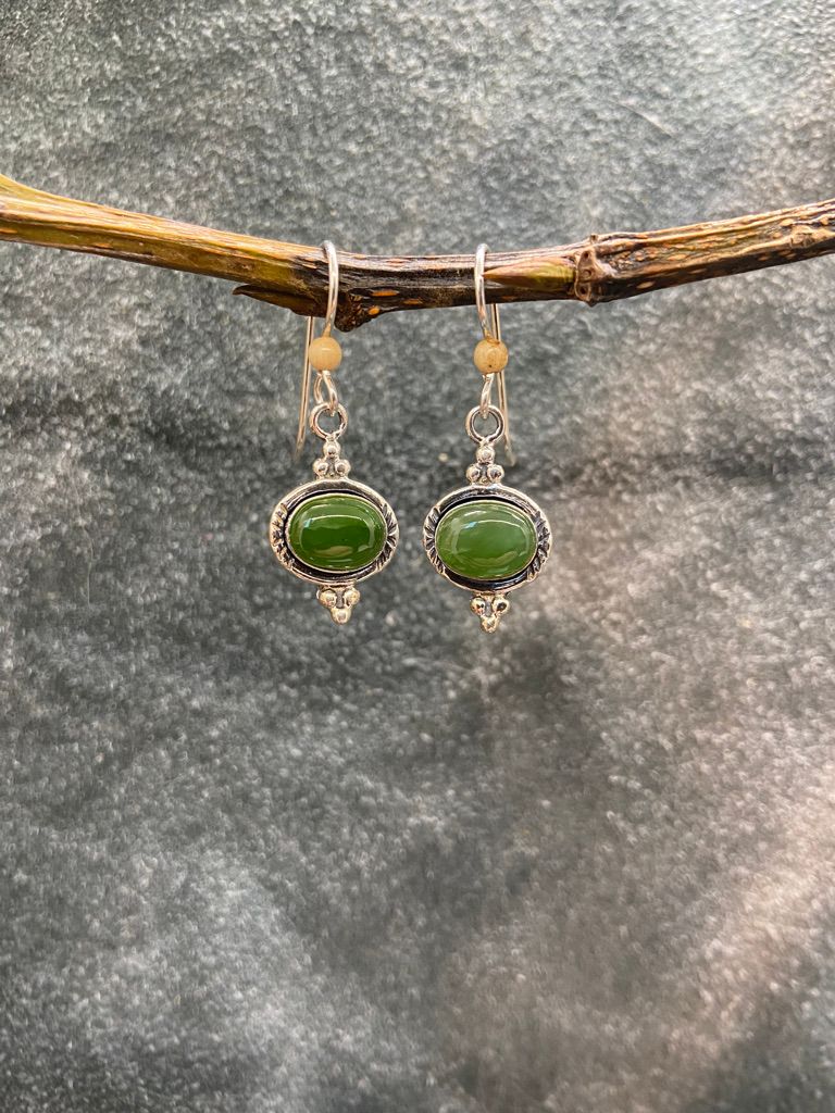 Oval Jade Cabochon Earrings