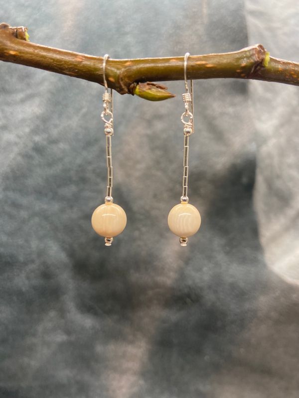 8mm Ivory Bead Drop Earrings