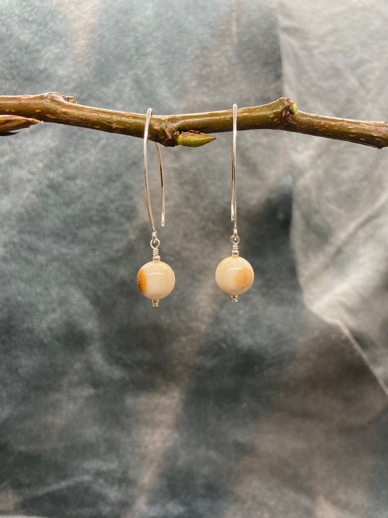 10mm Ivory Bead Hook Earring