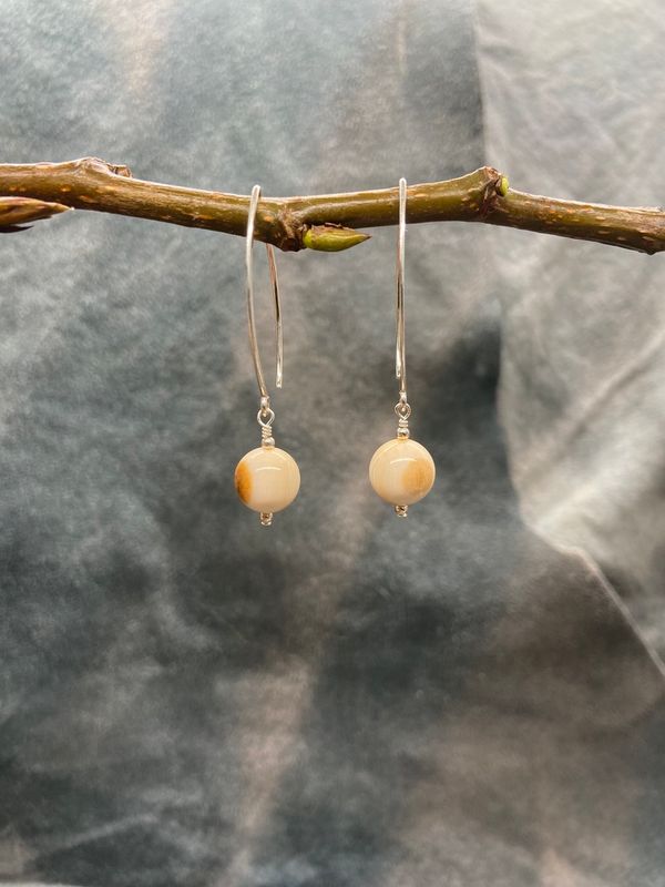 10mm Ivory Bead Hook Earring