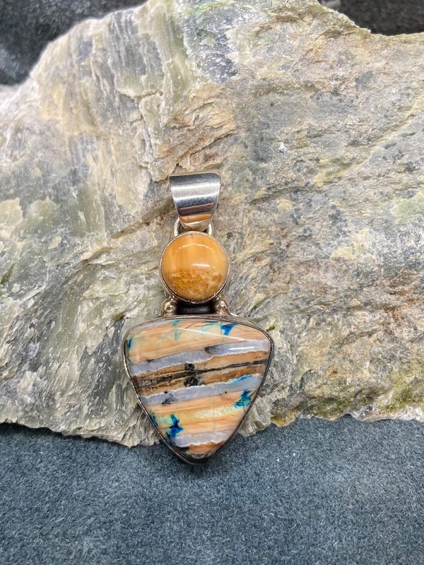 Mammoth Tooth Triangle &amp; Fossil Ivory Pendant