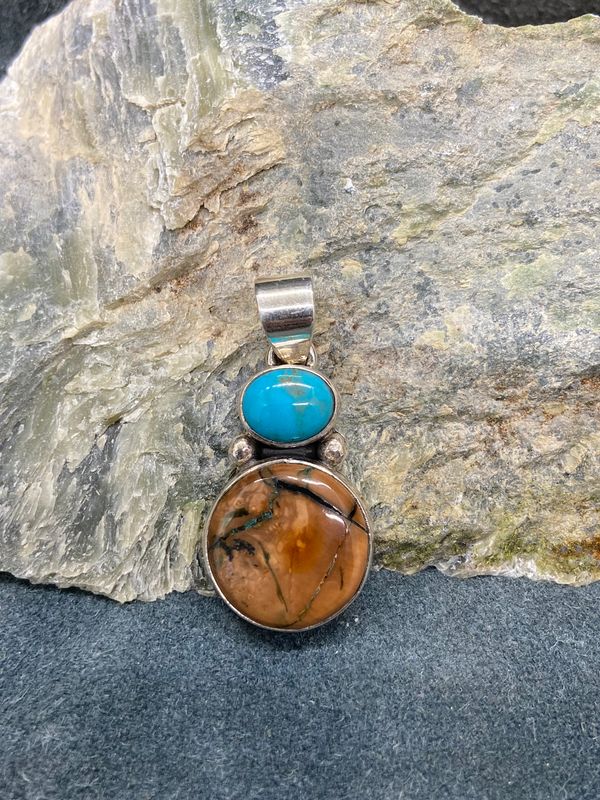 Mammoth Tooth &amp; Turquoise Pendant