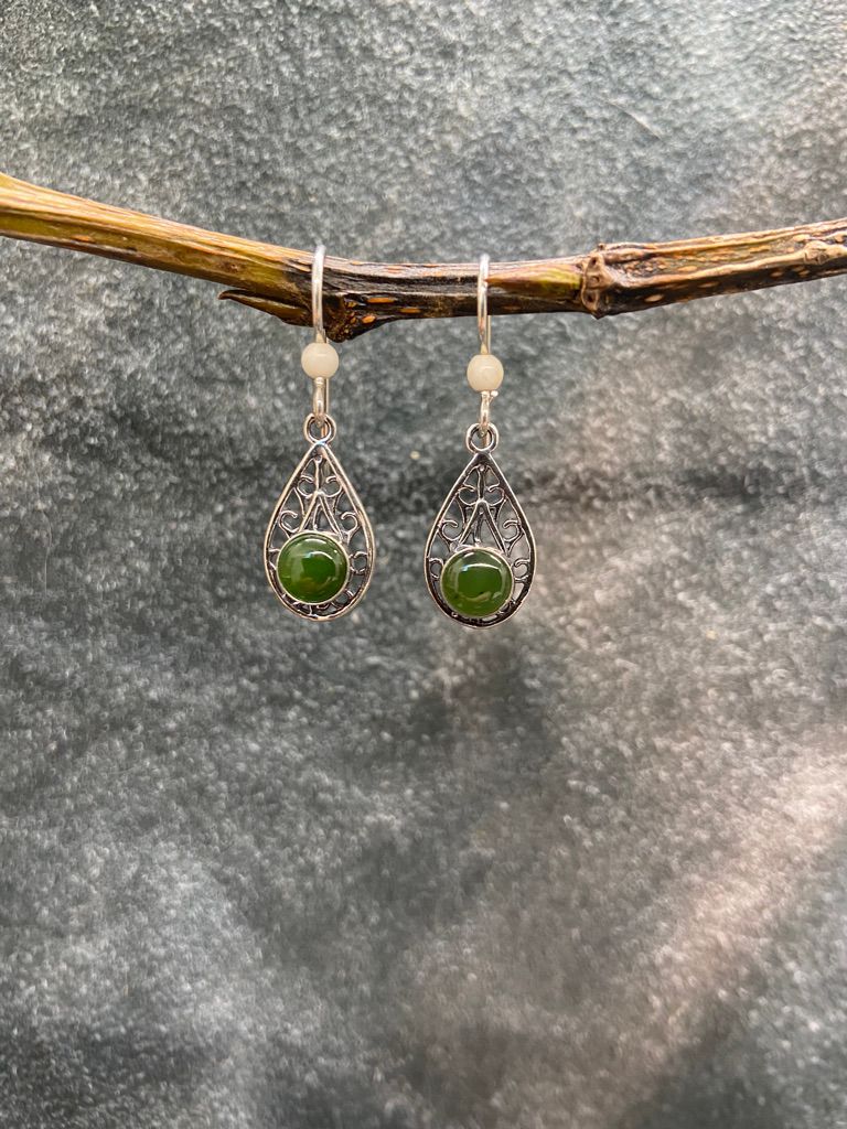 Webbed Jade Teardrop Earrings