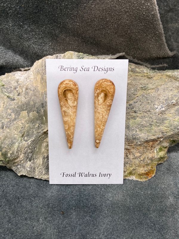 Fossil Walrus Ivory Stud Earrings