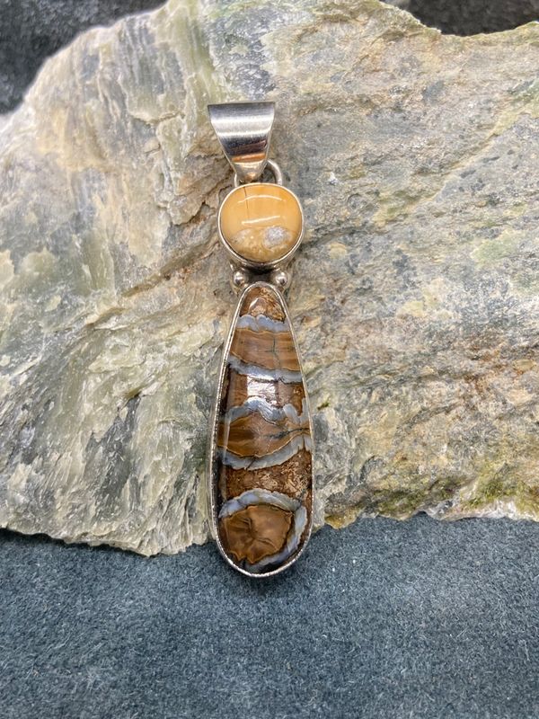 Mammoth Tooth &amp; Fossil Walrus Ivory Pendant