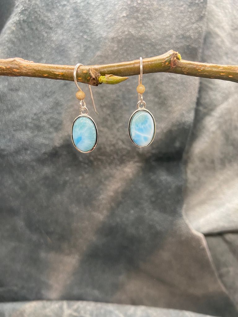 Larimar Oval Dangle Earrings
