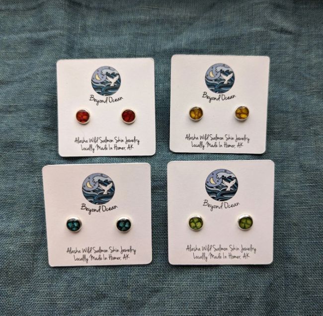 Beyond Ocean Leather Mini Stud Earrings