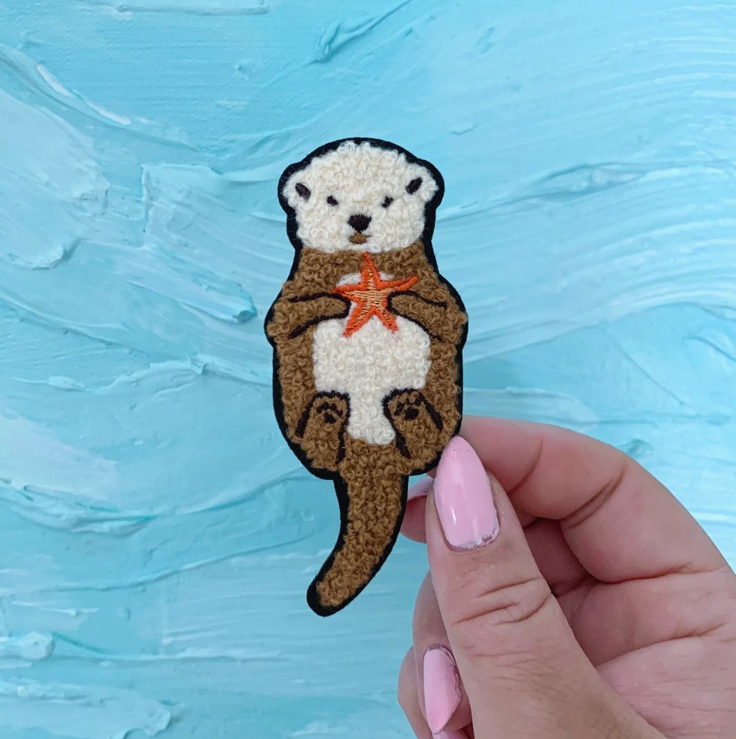 Salmon Seas Chenille Patch, Color: Sea Otter