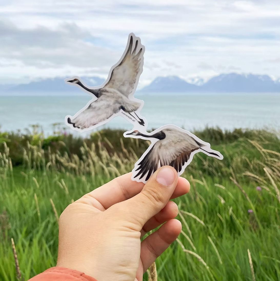 Lauren Simpson Stickers Flying Cranes