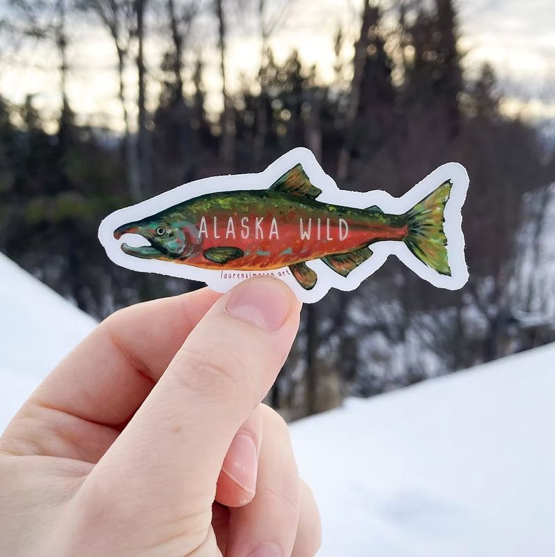 Lauren Simpson Stickers Alaska Wild Salmon