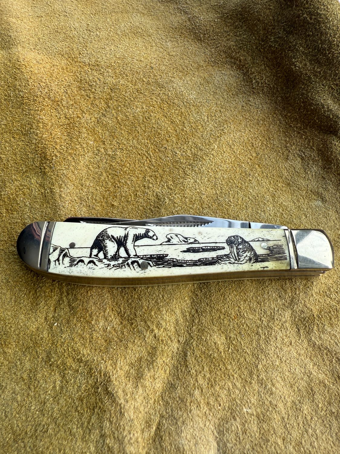 3.5" Double Blade Trapper (Black) (KN100B) Polar Bear