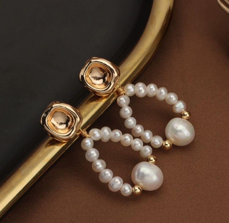 Aretes de perla natural grande y pequeño juntos con plata 925