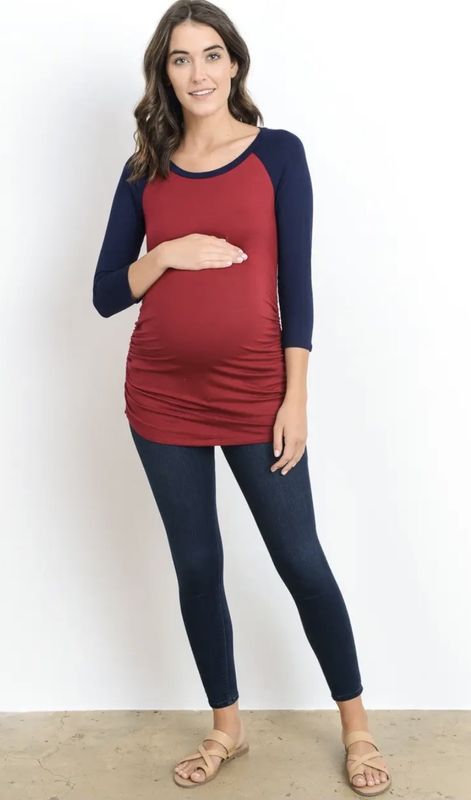 3/4 Sleeve Raglan Maternity Top