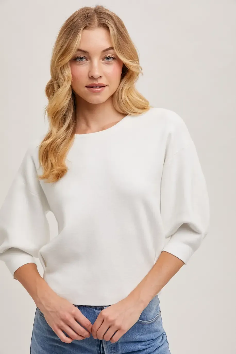 Puffed 3/4 Sleeve Sweater