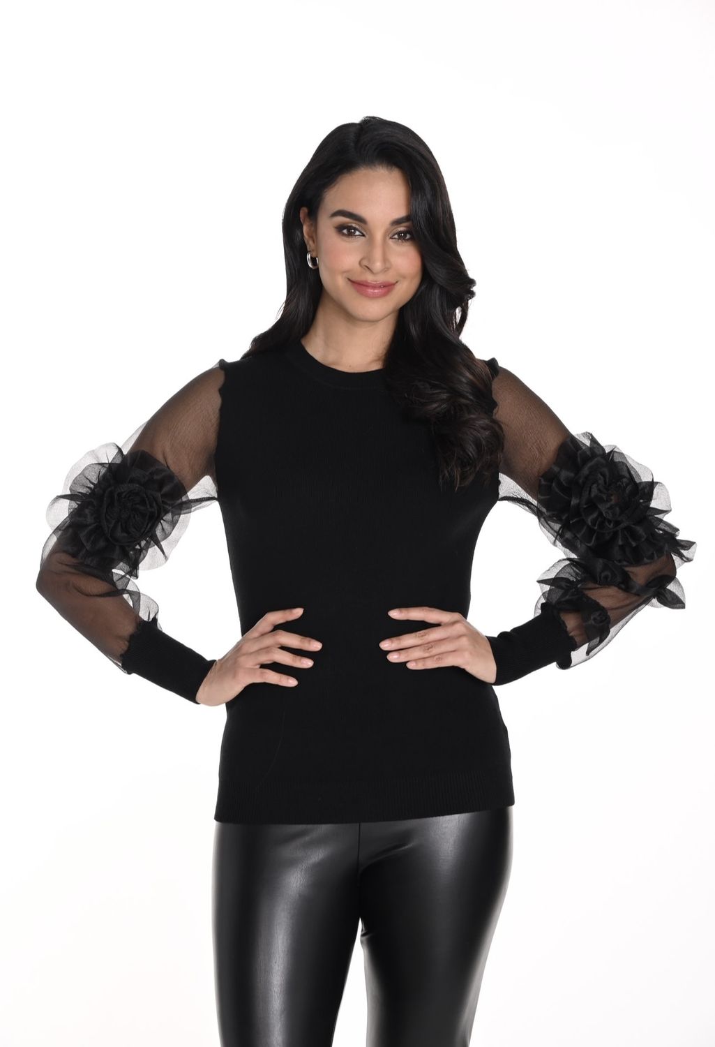 Blouse with Flowered Sleeves 