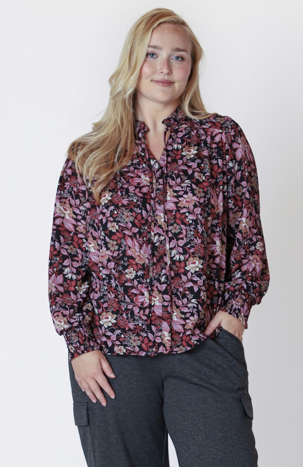 Ruffle Detail Tie Front Blouse
