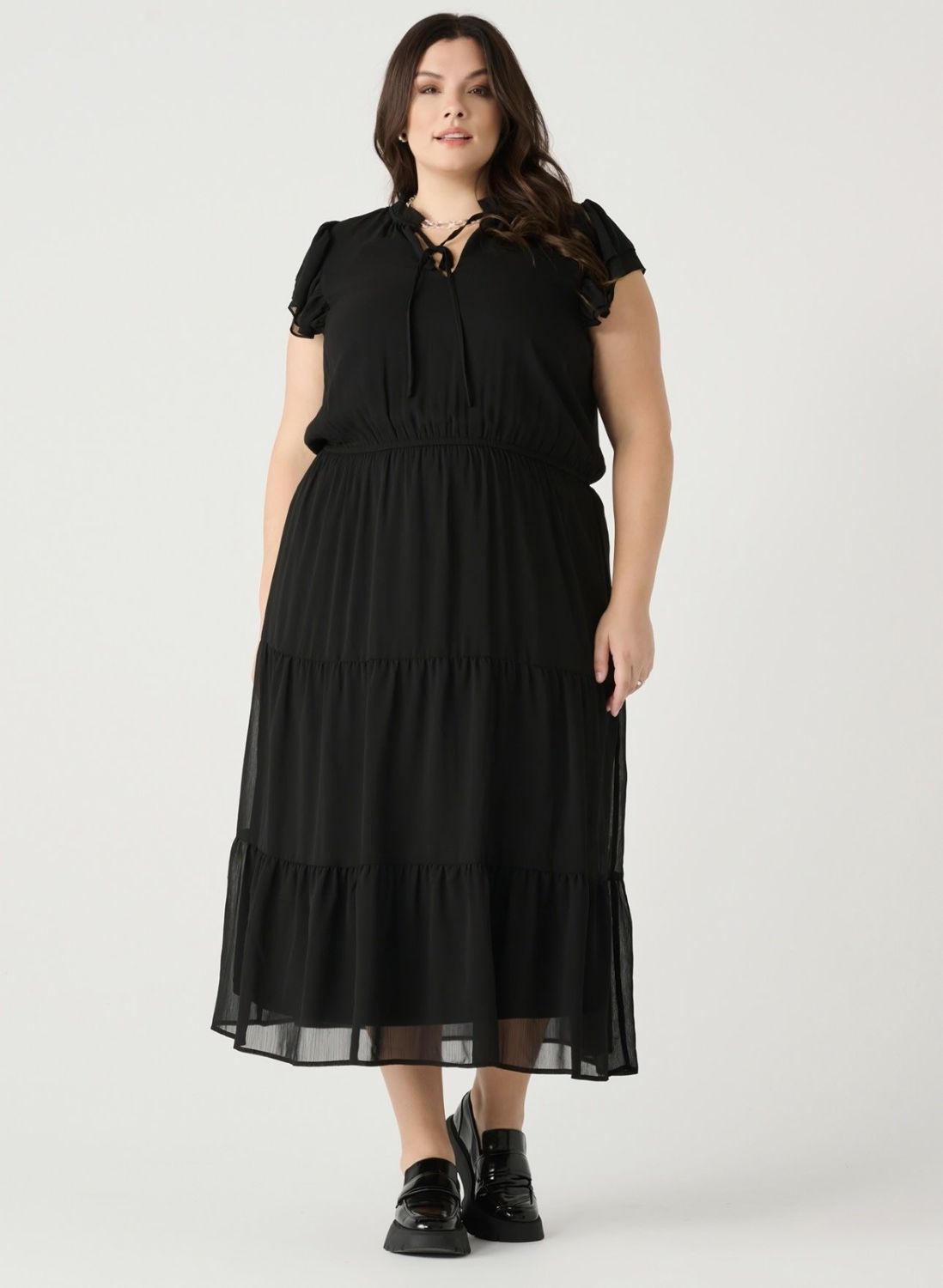 Ruffled Sleeved Tiered Maxi Dress