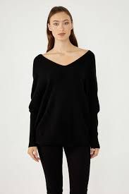 V Neck Thigh Length Knit Sweater