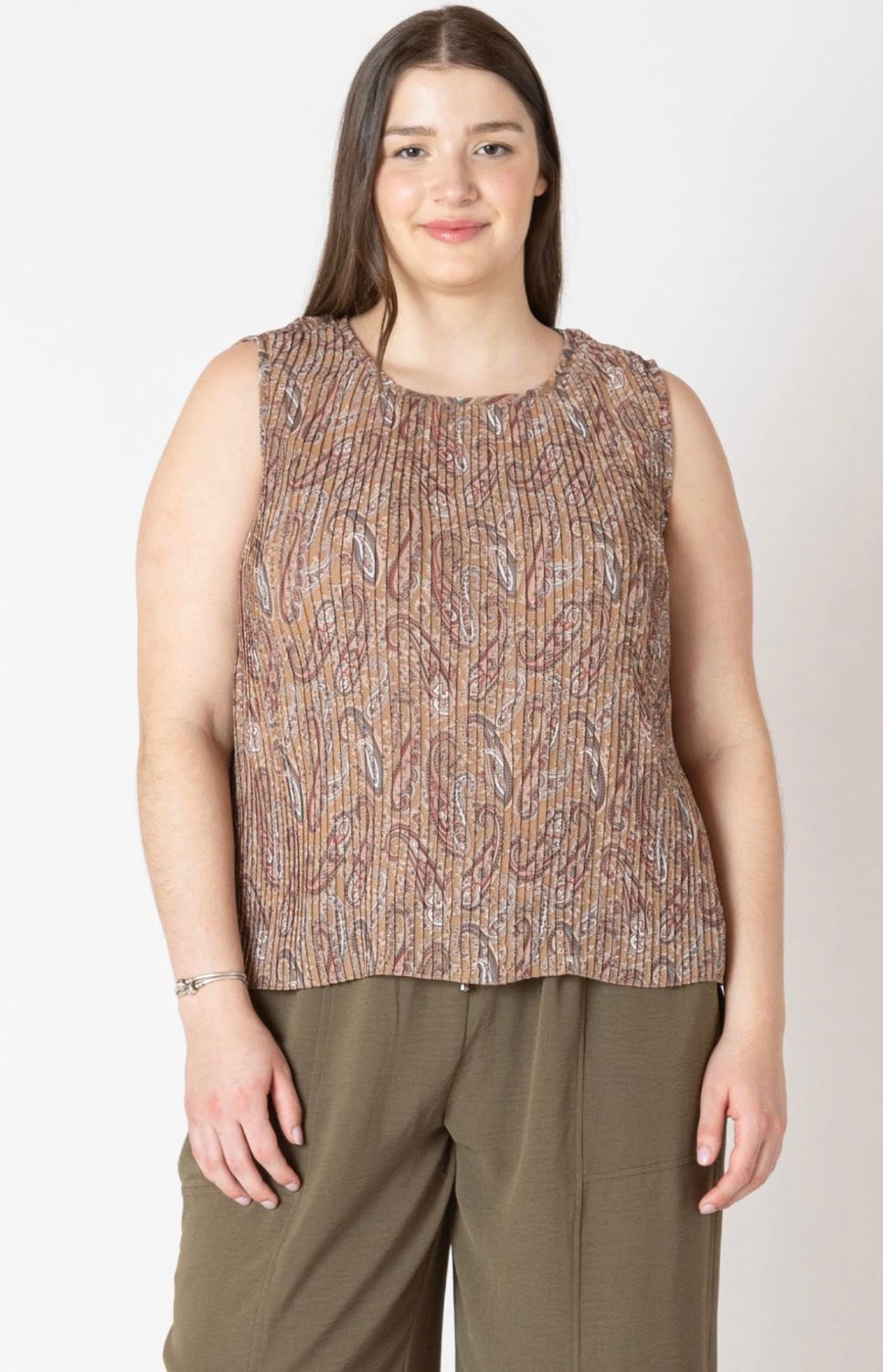 Sleeveless Pleated Blouse