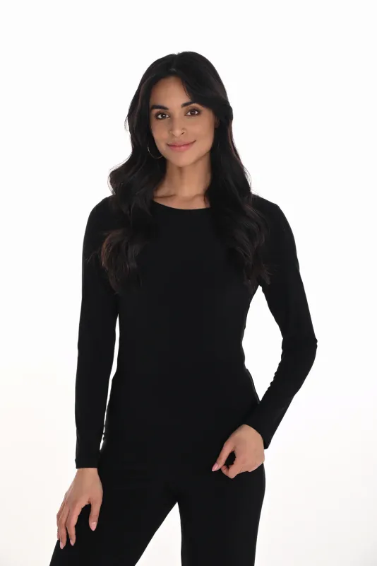L/S Crew Neck Top with Detailed Back