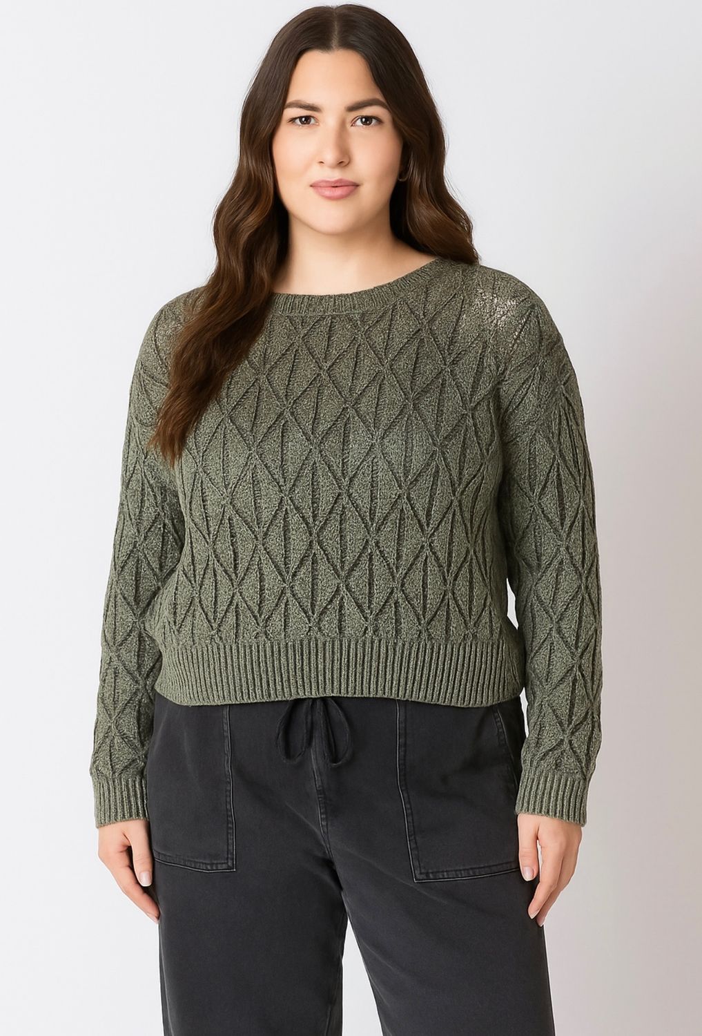 Pointelle Crew Neck Sweater