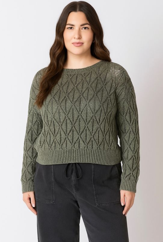 Pointelle Crew Neck Sweater